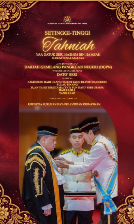 Tahniah Hakim Besar Malaya